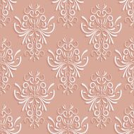 Beige Seamless Background with 3d Floral Pattern N2