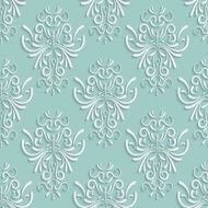 Green Seamless Background with 3d Floral Pattern N2