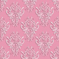 Pink Seamless Background with 3d Floral Pattern N2