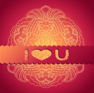 Orange-pink card with mandala and a declaration of love