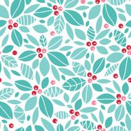 Christmas holly berries seamless pattern background