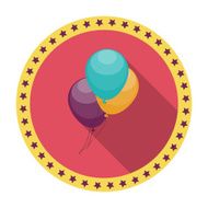 Balloons Flat Icon with Long Shadow Vector Illustration