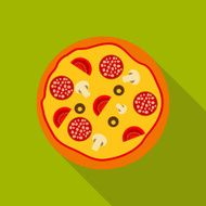 Pizza Flat Icon with Long Shadow Vector Illustration N2