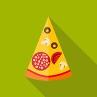 Pizza Flat Icon with Long Shadow Vector Illustration N4