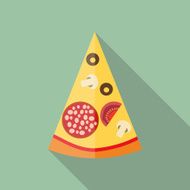 Pizza Flat Icon with Long Shadow Vector Illustration N6