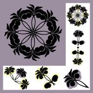 set of patterns with floral motifs