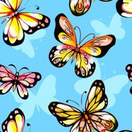 Watercolor butterfly seamless pattern N5