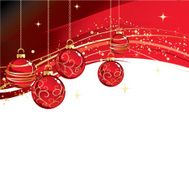 Merry Christmas card with red bauble