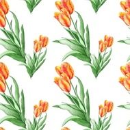 Classical Wallpaper Pattern with Red Tulips