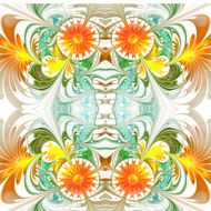 Flower pattern Orange and green palette Fractal design