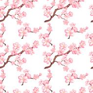 Watercolor seamless pattern with blossom sakura cherry tree N2