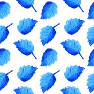 Watercolor seamless pattern blue leaves