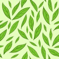 Seamless pattern with green tea leaves