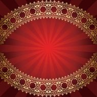 red background with bended golden frame - vector