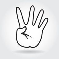 Vector hand icon with shadow on white background