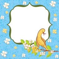 Greeting card with flowers and bird
