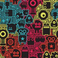 Robot and monsters cool pattern
