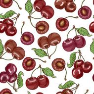 Seamless pattern with cherries