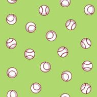 Baseball seamless pattern on a green background