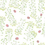 ladybug and cute flowers seamless pattern N5