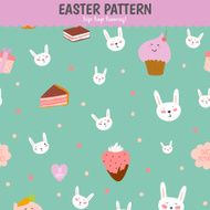 Cute pattern with sweets cupcakes bunnys hearts lollipops N3