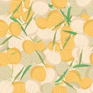 Onion pattern Seamless background with bulbs Vector texture