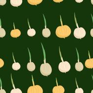 Background of the onion bulbs Vector seamless pattern vegeta