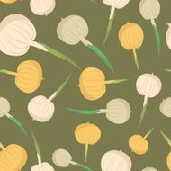 Onion seamless pattern Vegetable onion background vector