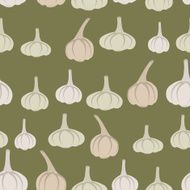 Background of gray garlic Vector seamless pattern vegetables N2