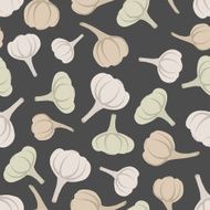 Garlic seamless pattern Vector background garlic vegetable