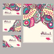 Set of cards with abstract floral elements