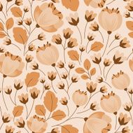 Retro floral beige and brown seamless pattern
