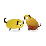 Funny cat and dog Watercolor sketch for your design N2