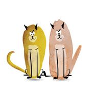 Funny cats Watercolor sketch for your design N2