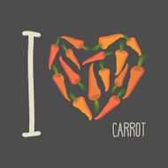 I love carrots Heart of Orange Vector illustration