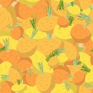 Background of yellow turnips Vector seamless pattern vegetab