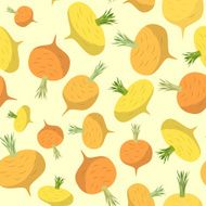 Turnip seamless pattern Vegetable vector background ripe turnip