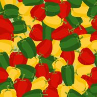 Coloured sweet pepper pattern Seamless background with ripe pep