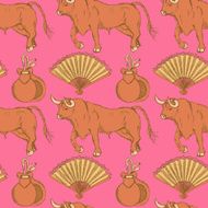 Sketch Spanish seamless pattern in vintage style