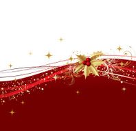 Merry Christmas card with gold holly