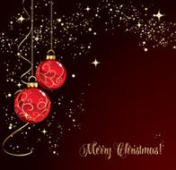 Merry Christmas card with red bauble N2