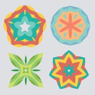 Colorful geometric ornament pattern set