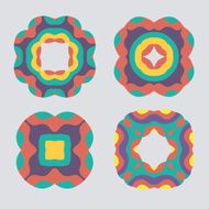 Colorful retro ornament pattern set