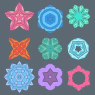 Retro color geometry ornament design on gray background
