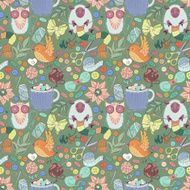 Sewing Kit Doodles Seamless pattern with illustrations of sewing tools N2