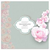 Marriage invitation card with place for text and pink flowers N3
