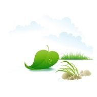 Tree leaf floating on the river Vector Illustration