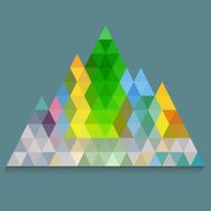 Colorful pyramid from triangles on navy blue background
