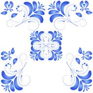 Seamless texture with blue flowers in Gzhel style Vector illust