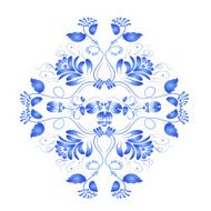 Blue floral element in the Russian national style Gzhel Vector